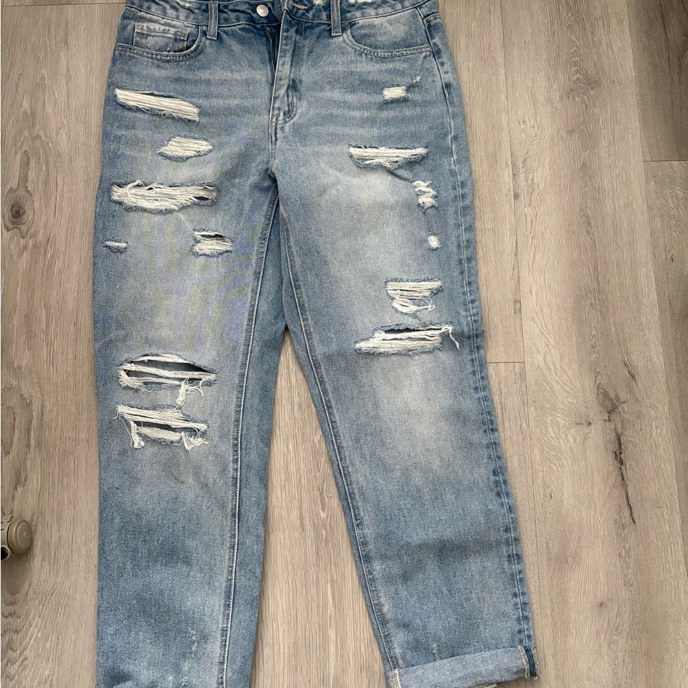 Flying Monkey Light Blue Distressed Boyfriend Jeans